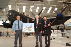 Left Chairman Dave Leek  centre vetran Ted  Littlewood  Right Artist Steve Harper 